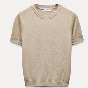NWT Zara plain knit basic short sleeve top